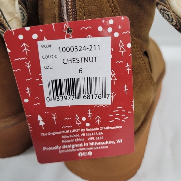 Essentials By Muk Luks Women’s Amelia Boots Chestnut Sz 6 NWT - Picture 8 of 8